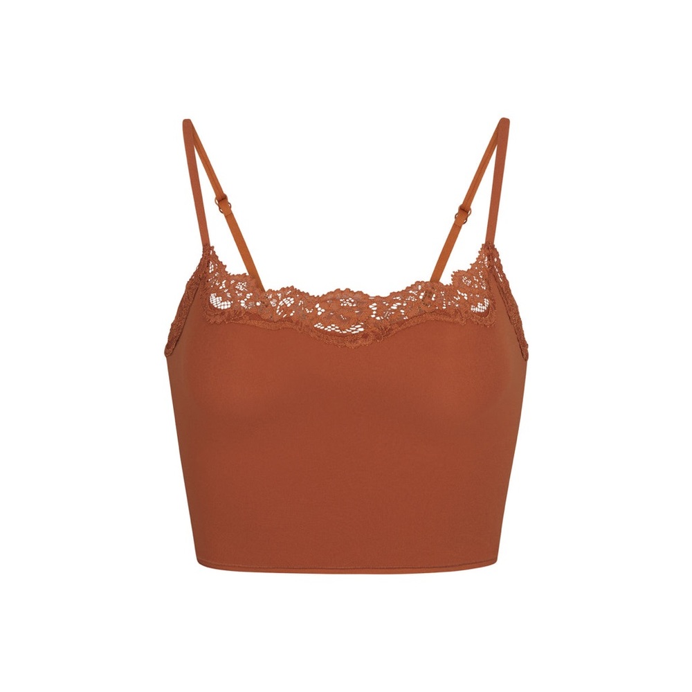 SKIMS FITS EVERYBODY LACE CROPPED CAMI NWT Bronze 4X